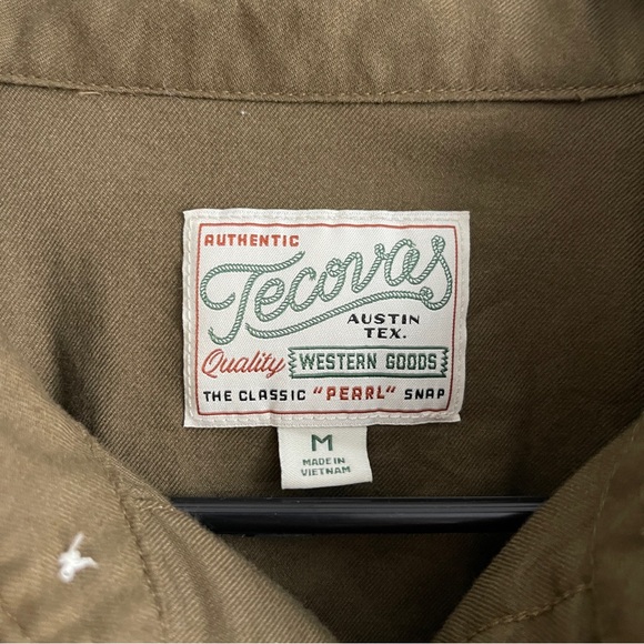 Tecovas Men's Flying-T Foundation Weight Pearl Snap Button Down Medium Beech - Picture 6 of 10